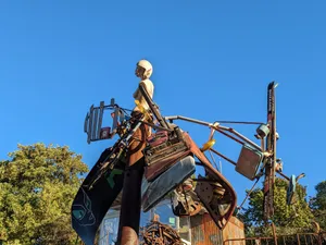 Sculpture with an old bicycle